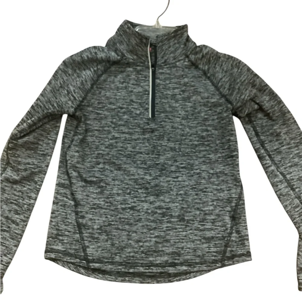 Old Navy athletic quarter zip athletic grey girls M 10-12 black white pullover